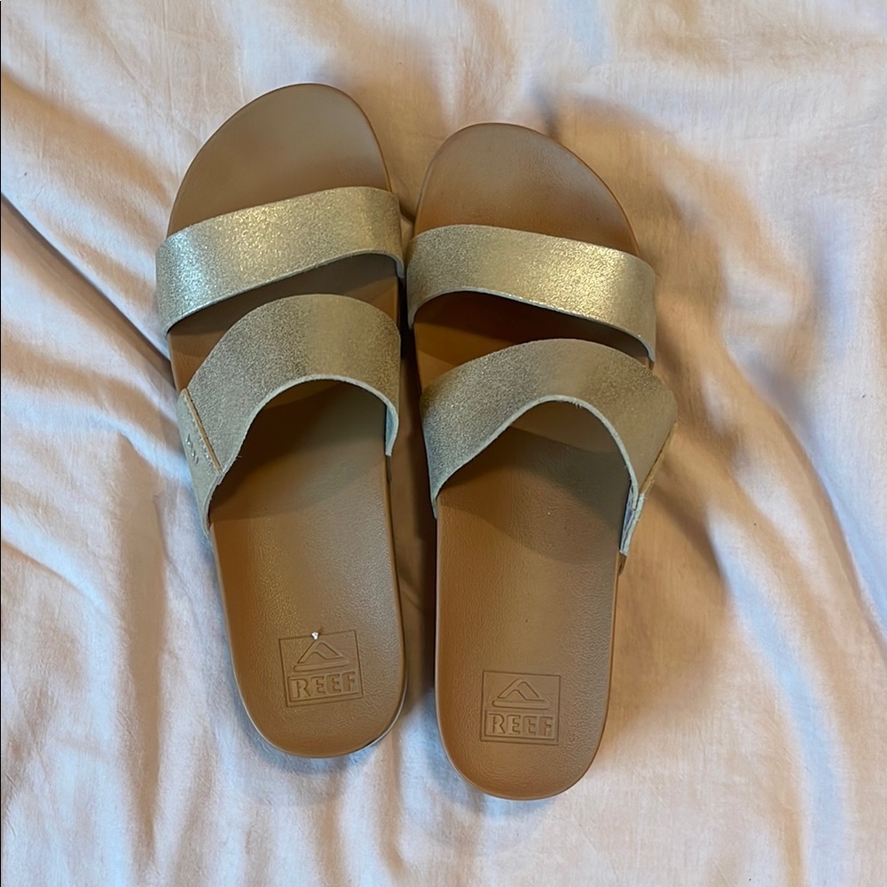 Reef Metallic Gold Slide Sandals